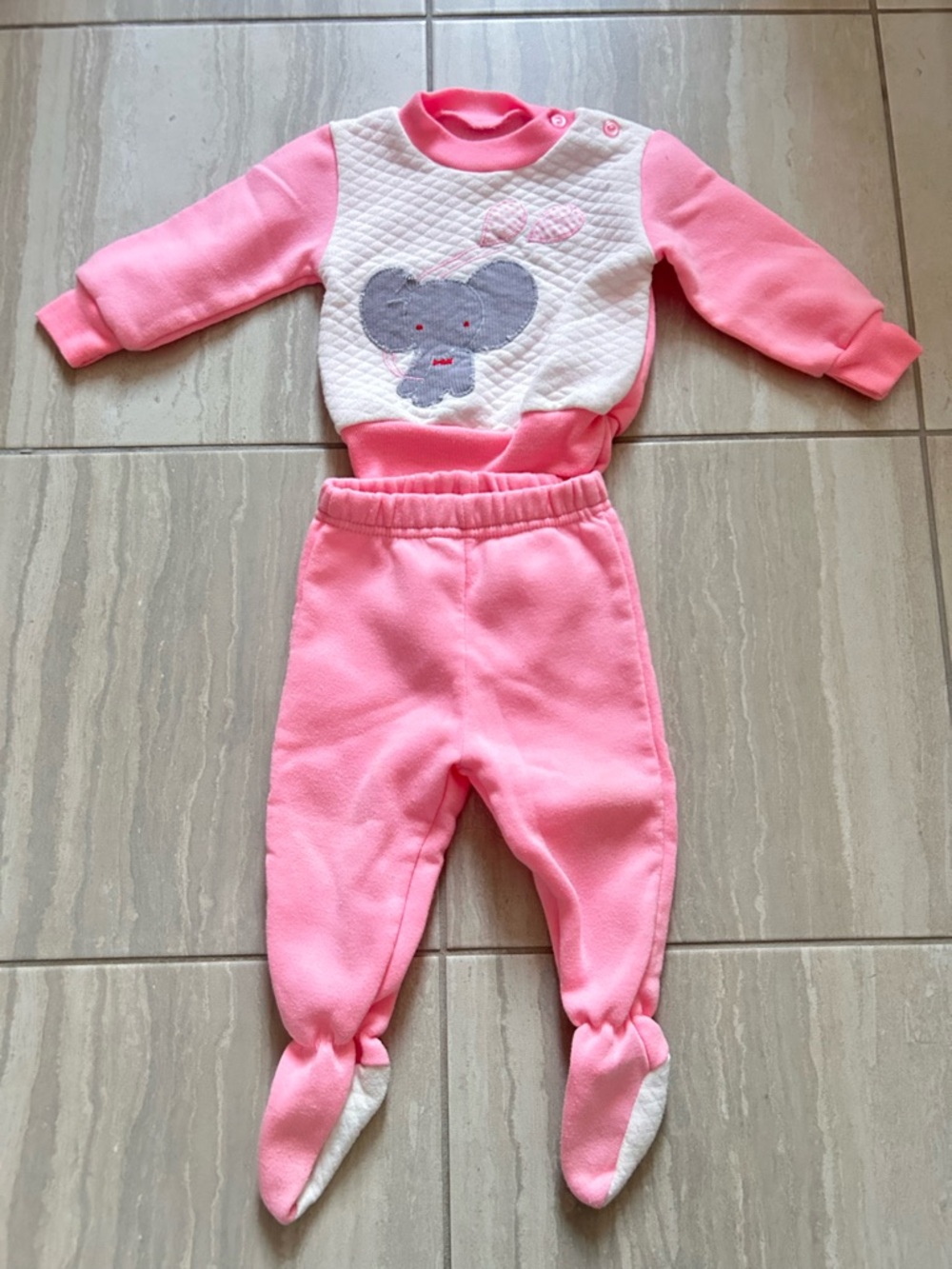 12 Month Two-Piece Footed Outfit‎ with Elephant